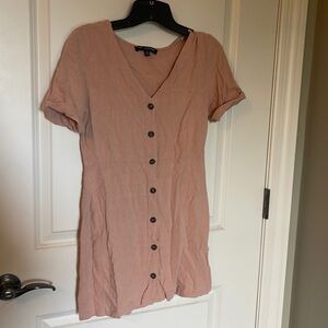 Lightweight light mauve linen/rayon short shirt dress